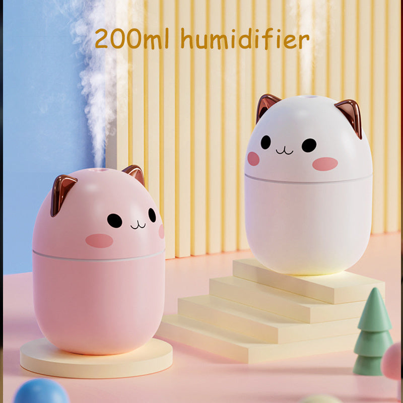 Cute Cat Air Humidifier – Silent USB Cool Mist Aroma Diffuser with LED Light for Home, Office & Car