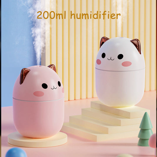 Cute Cat Air Humidifier – Silent USB Cool Mist Aroma Diffuser with LED Light for Home, Office & Car