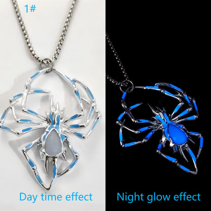 Vintage Glow-in-the-Dark Spider Pendant – Halloween Party Necklace for Men & Women