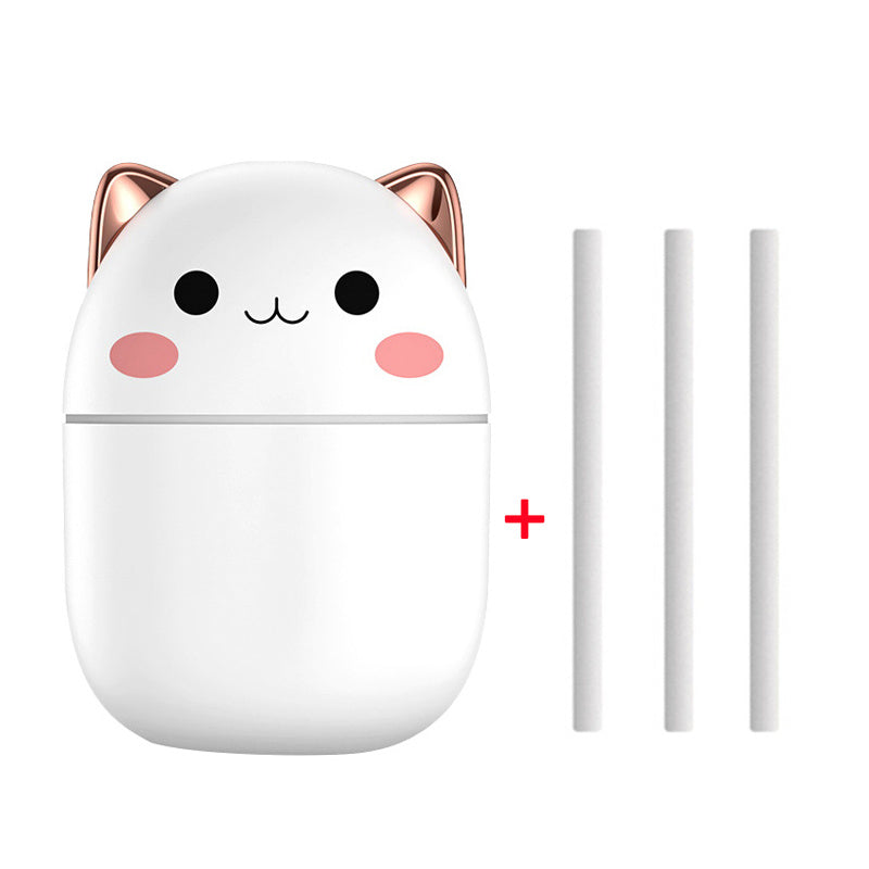 Cute Cat Air Humidifier – Silent USB Cool Mist Aroma Diffuser with LED Light for Home, Office & Car