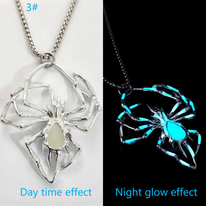Vintage Glow-in-the-Dark Spider Pendant – Halloween Party Necklace for Men & Women