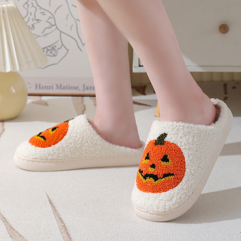 Cartoon Pumpkin House Slippers – Warm Unisex Indoor Footwear