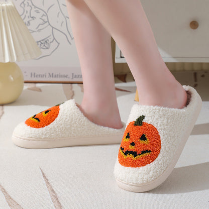 Cartoon Pumpkin House Slippers – Warm Unisex Indoor Footwear