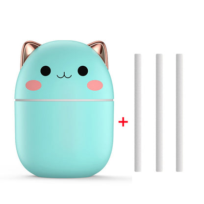 Cute Cat Air Humidifier – Silent USB Cool Mist Aroma Diffuser with LED Light for Home, Office & Car