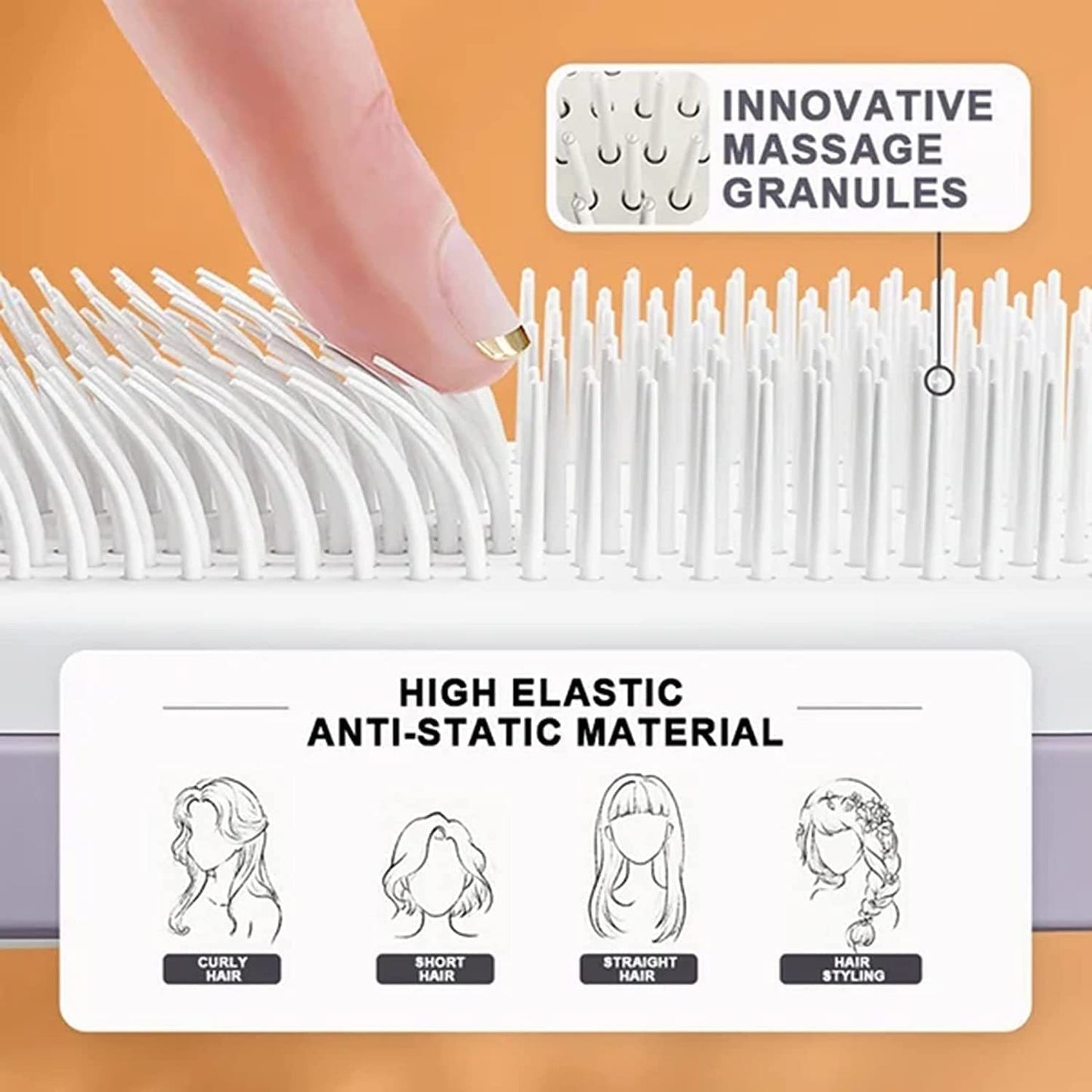 4-in-1 Self-Cleaning Hair Brush – Anti-Static Massage Comb with Rotating Scalable Design