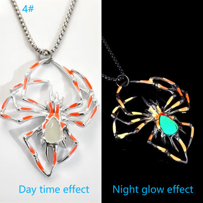 Vintage Glow-in-the-Dark Spider Pendant – Halloween Party Necklace for Men & Women