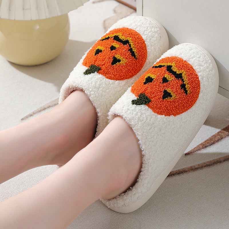 Cartoon Pumpkin House Slippers – Warm Unisex Indoor Footwear