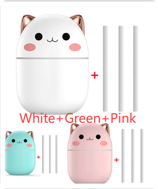 Cute Cat Air Humidifier – Silent USB Cool Mist Aroma Diffuser with LED Light for Home, Office & Car