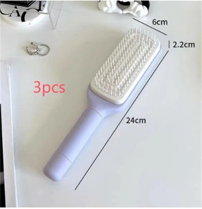 4-in-1 Self-Cleaning Hair Brush – Anti-Static Massage Comb with Rotating Scalable Design