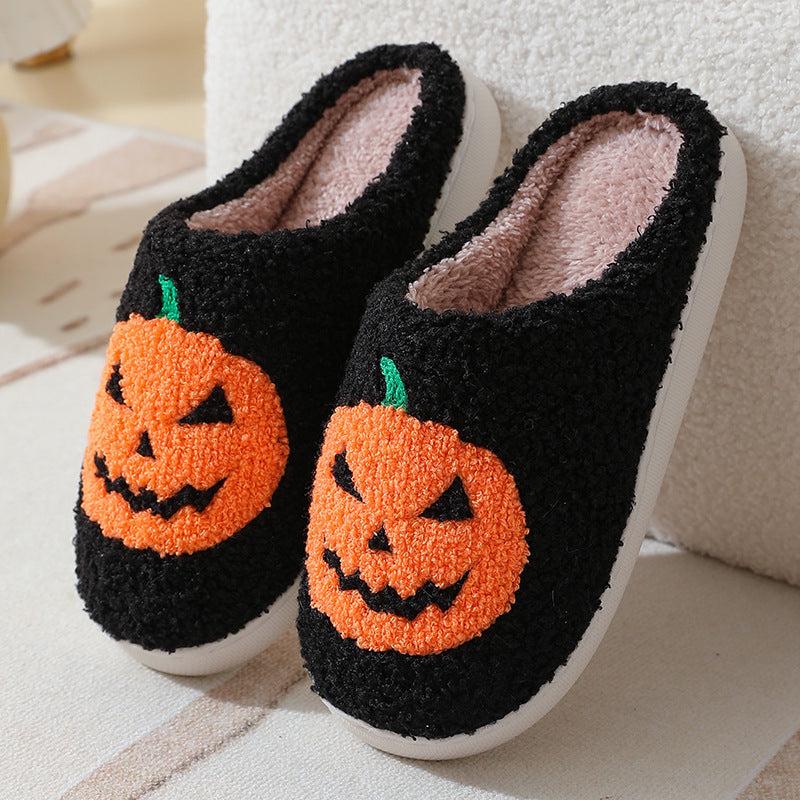 Cartoon Pumpkin House Slippers – Warm Unisex Indoor Footwear