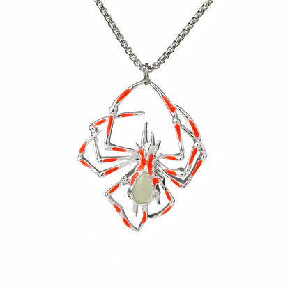 Vintage Glow-in-the-Dark Spider Pendant – Halloween Party Necklace for Men & Women