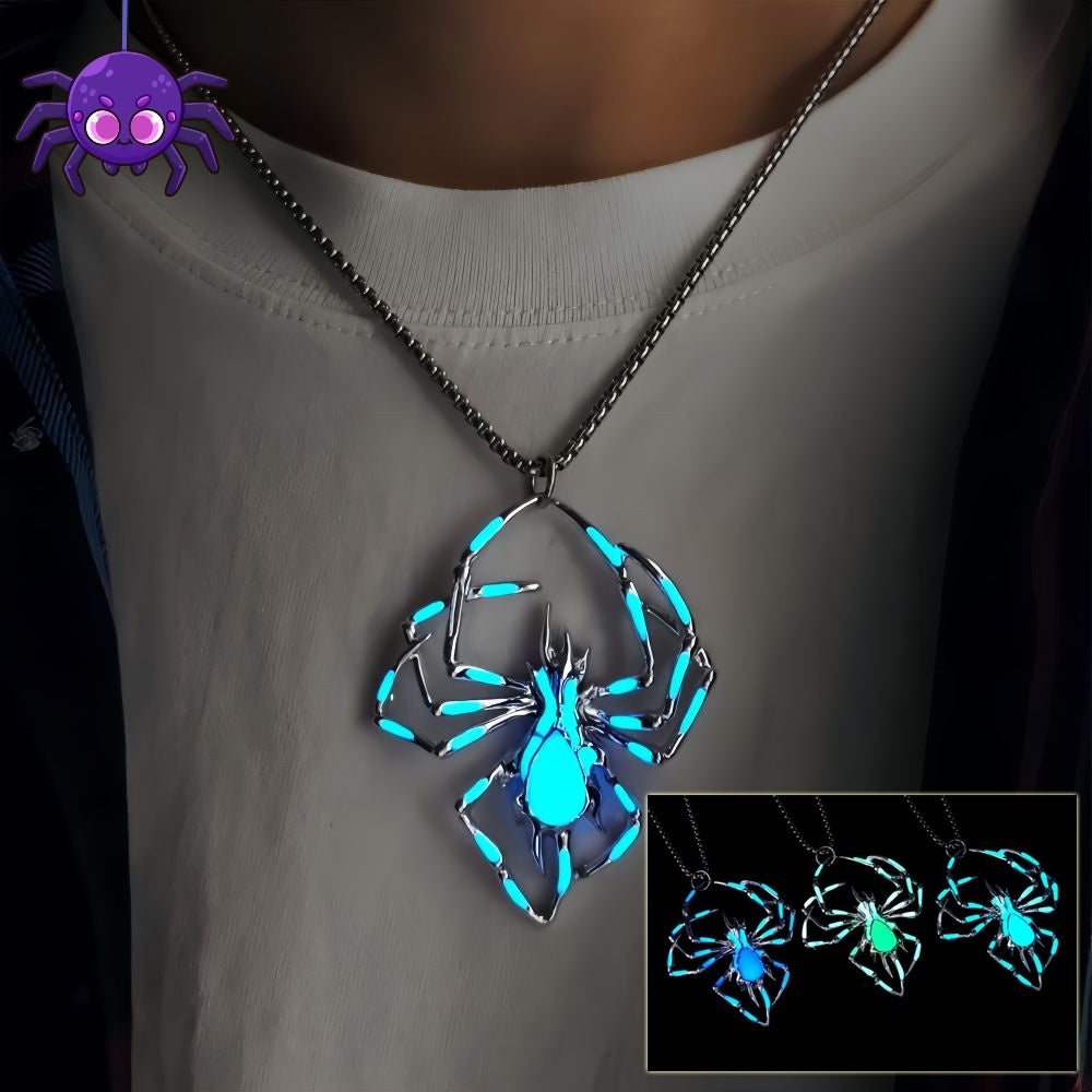 Vintage Glow-in-the-Dark Spider Pendant – Halloween Party Necklace for Men & Women