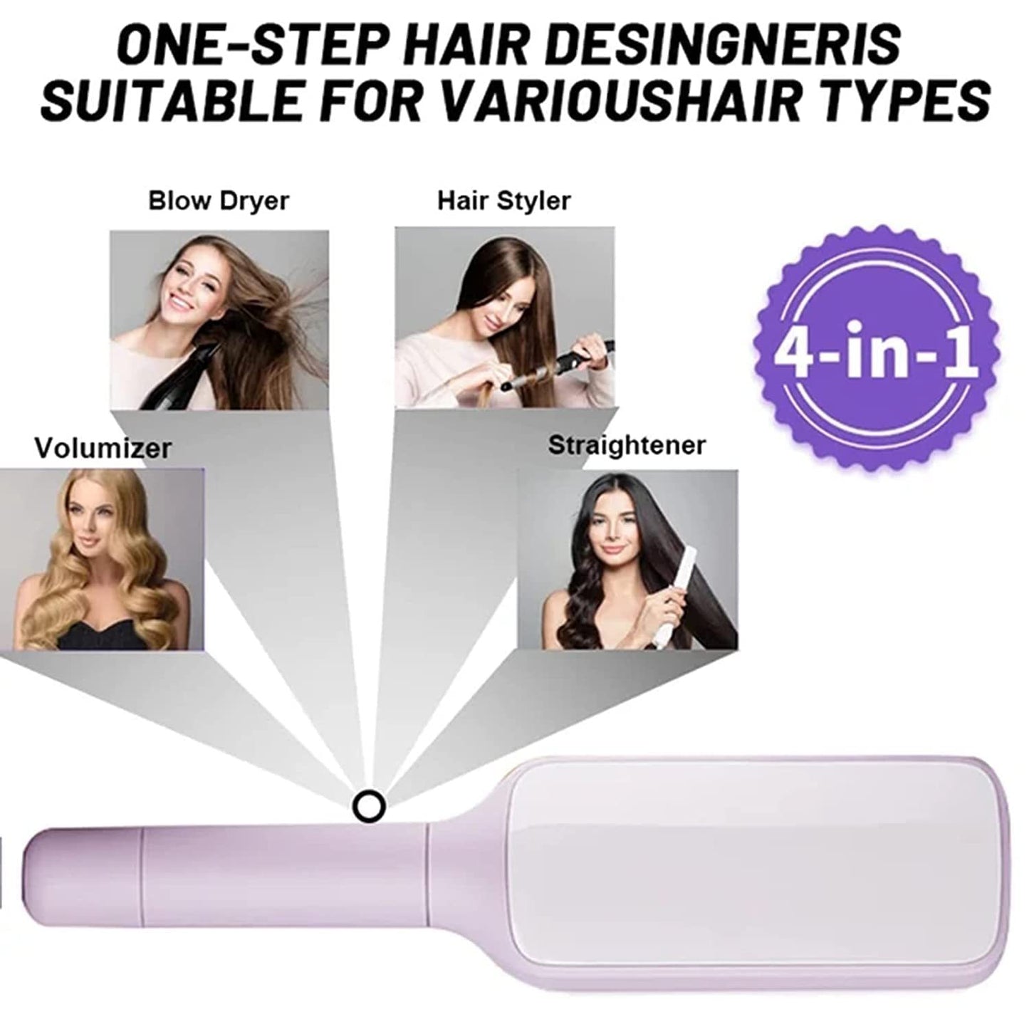 4-in-1 Self-Cleaning Hair Brush – Anti-Static Massage Comb with Rotating Scalable Design