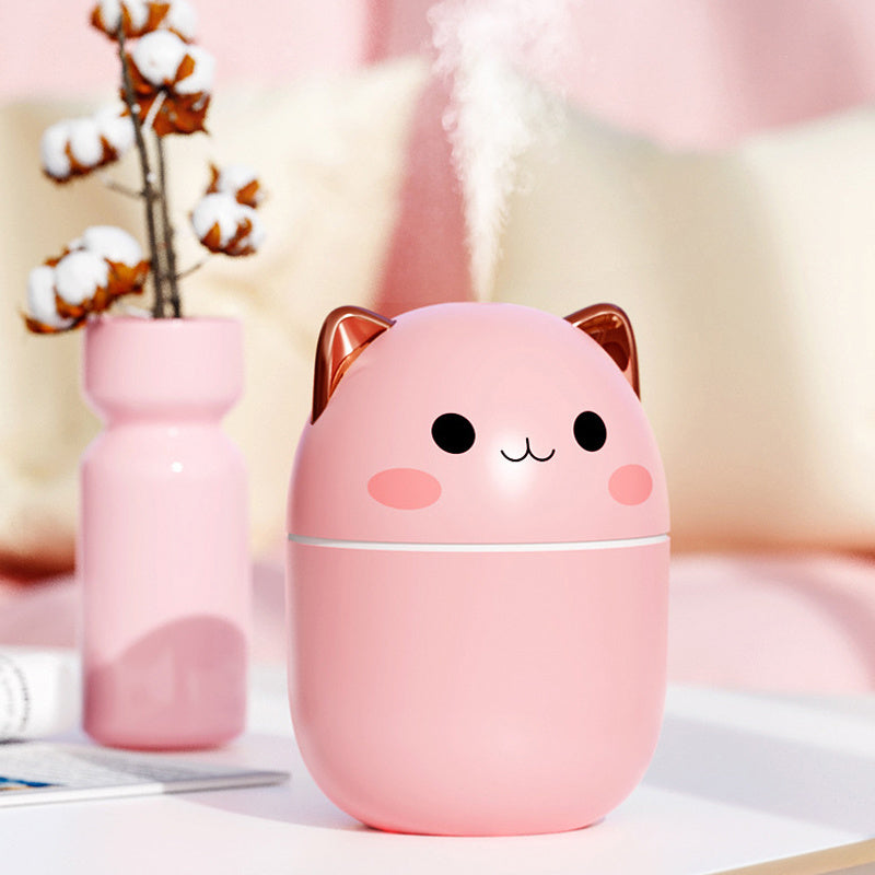 Cute Cat Air Humidifier – Silent USB Cool Mist Aroma Diffuser with LED Light for Home, Office & Car