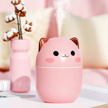 Cute Cat Air Humidifier – Silent USB Cool Mist Aroma Diffuser with LED Light for Home, Office & Car