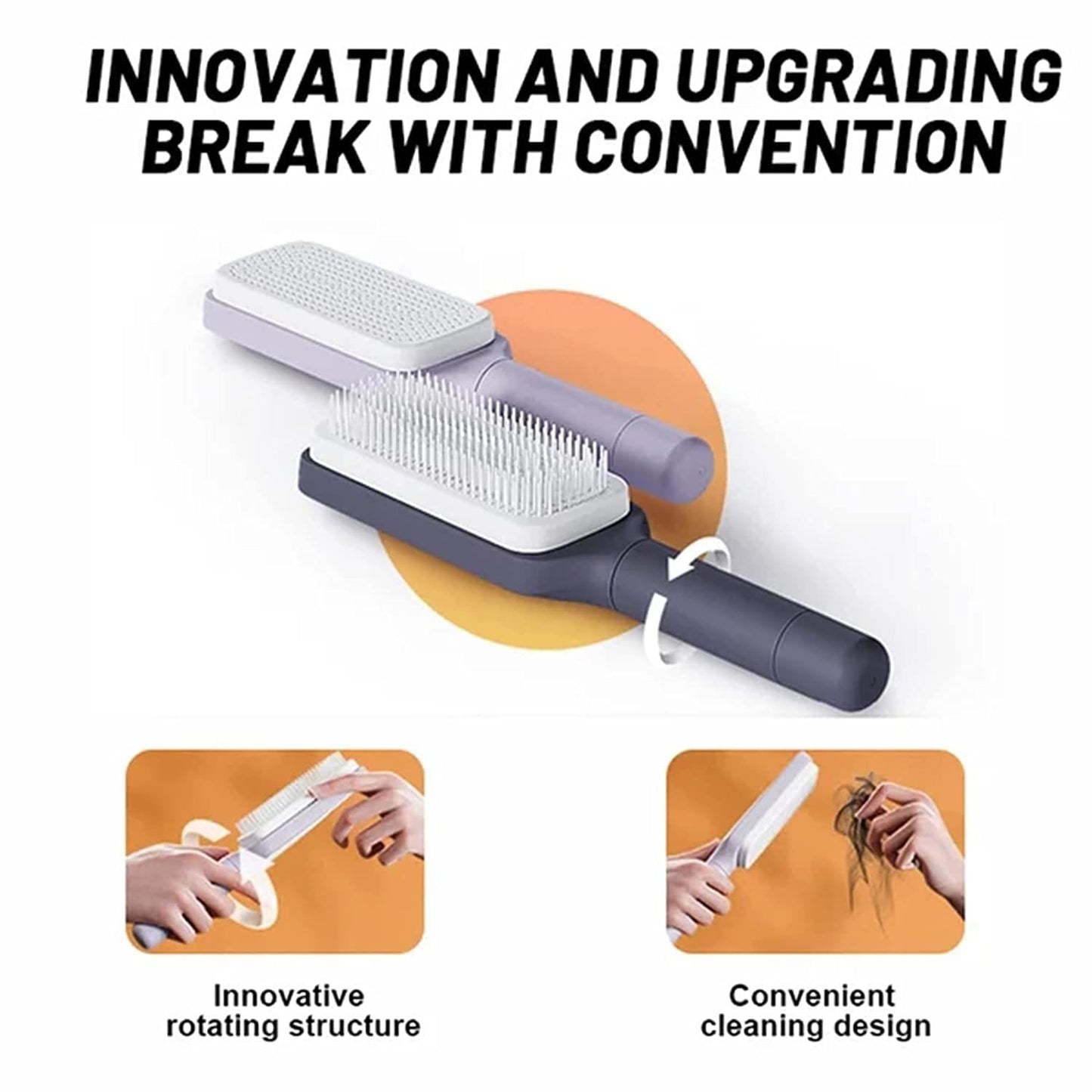 4-in-1 Self-Cleaning Hair Brush – Anti-Static Massage Comb with Rotating Scalable Design
