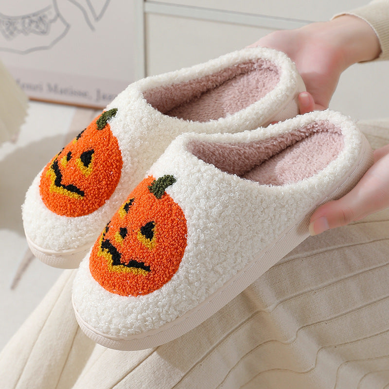 Cartoon Pumpkin House Slippers – Warm Unisex Indoor Footwear