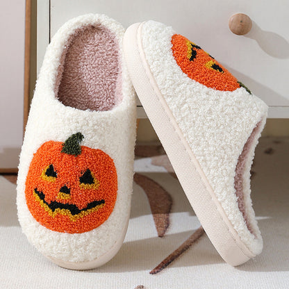 Cartoon Pumpkin House Slippers – Warm Unisex Indoor Footwear