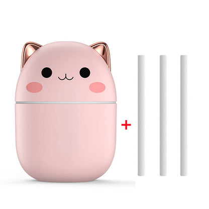 Cute Cat Air Humidifier – Silent USB Cool Mist Aroma Diffuser with LED Light for Home, Office & Car